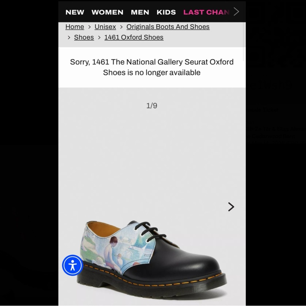 Dr. Martens Black Leather Derby Shoes The National Gallery Seurat Oxford - Picture 2 of 7